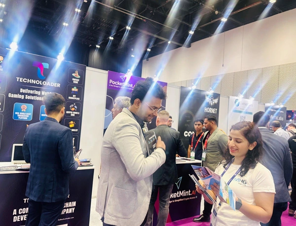 Visitors at Technoloader booth Dubai crypto event