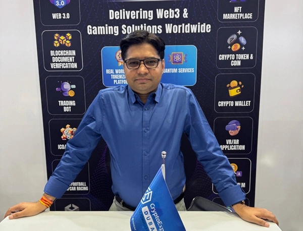 Technoloader booth showcasing crypto solutions