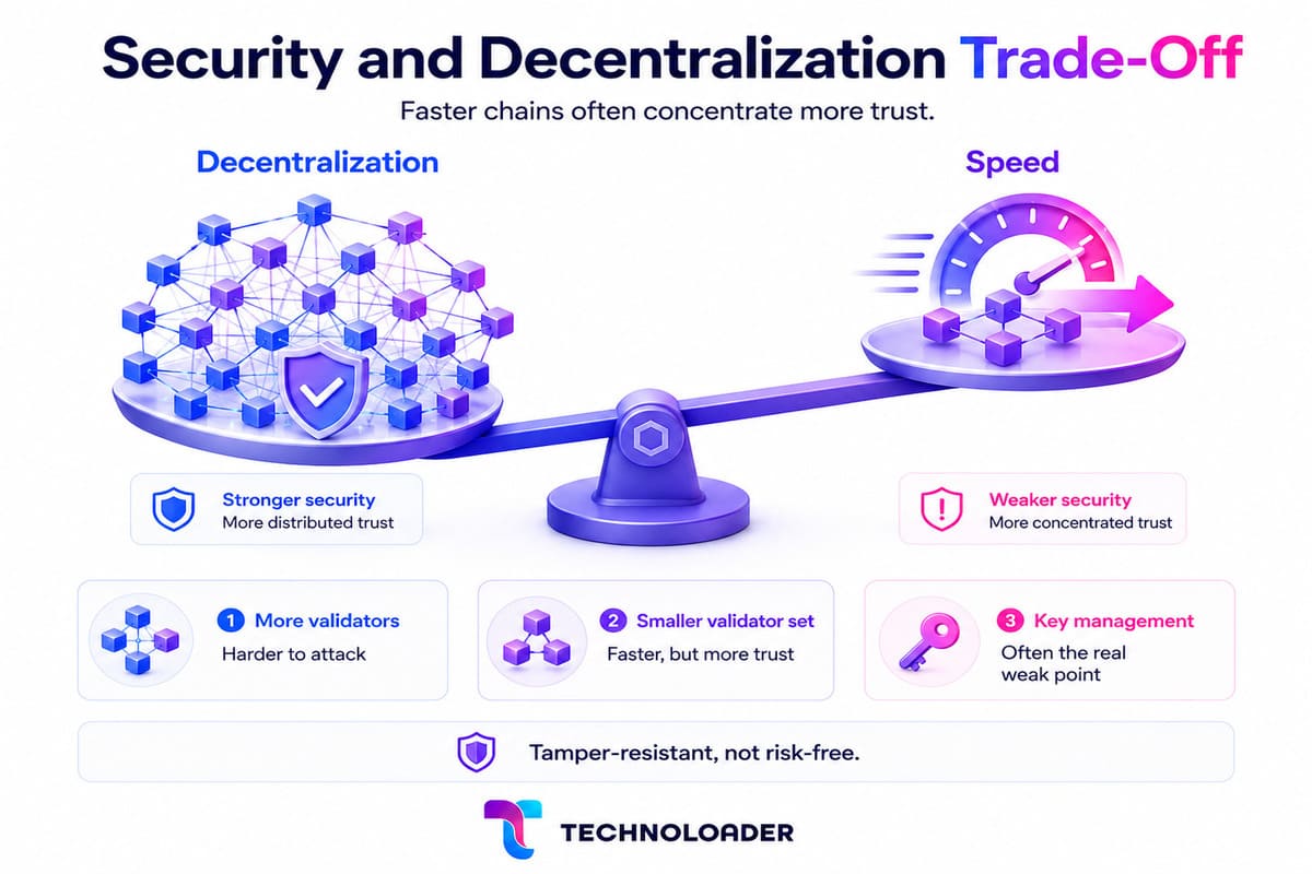 Blockchain security and decentralization trade-off
