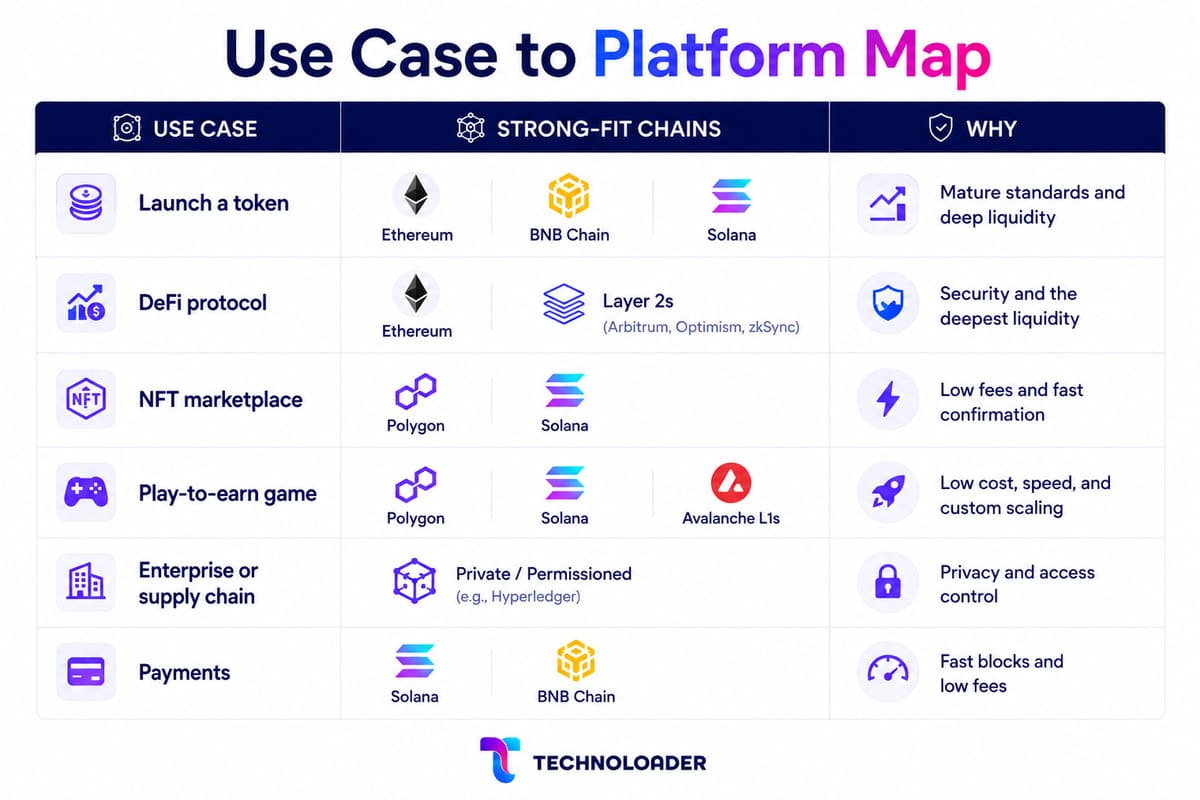 Blockchain use case to platform map