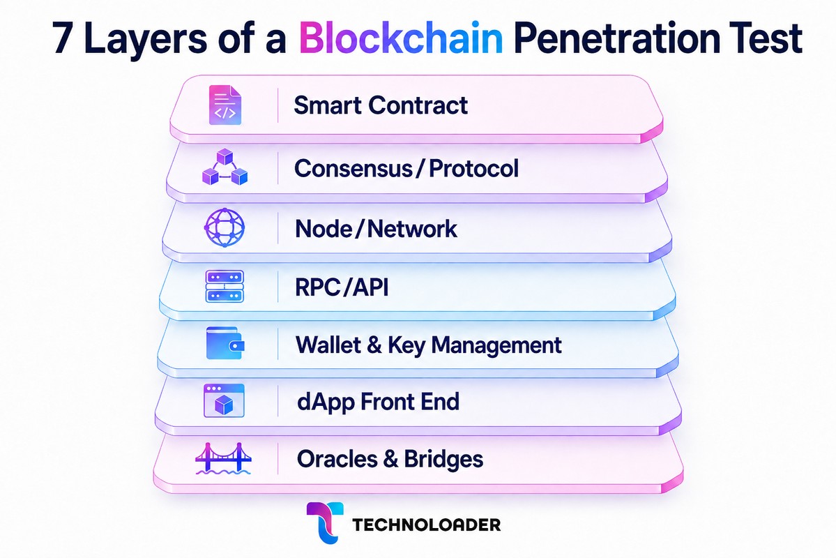 Seven core layers covered in a blockchain penetration test