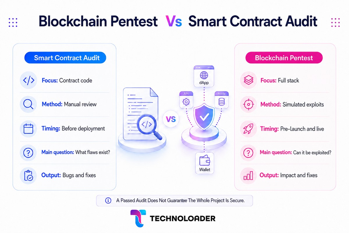 Blockchain penetration testing vs smart contract audit comparison